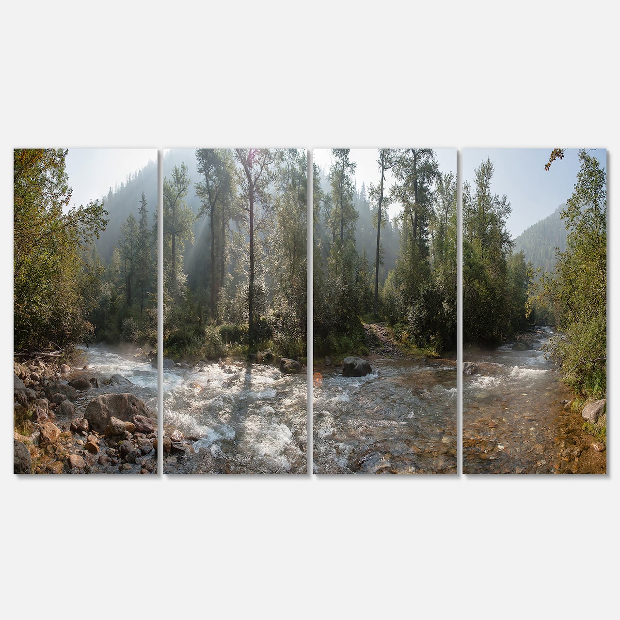 Designart - Mountain River Panorama - Landscape Canvas Art Print